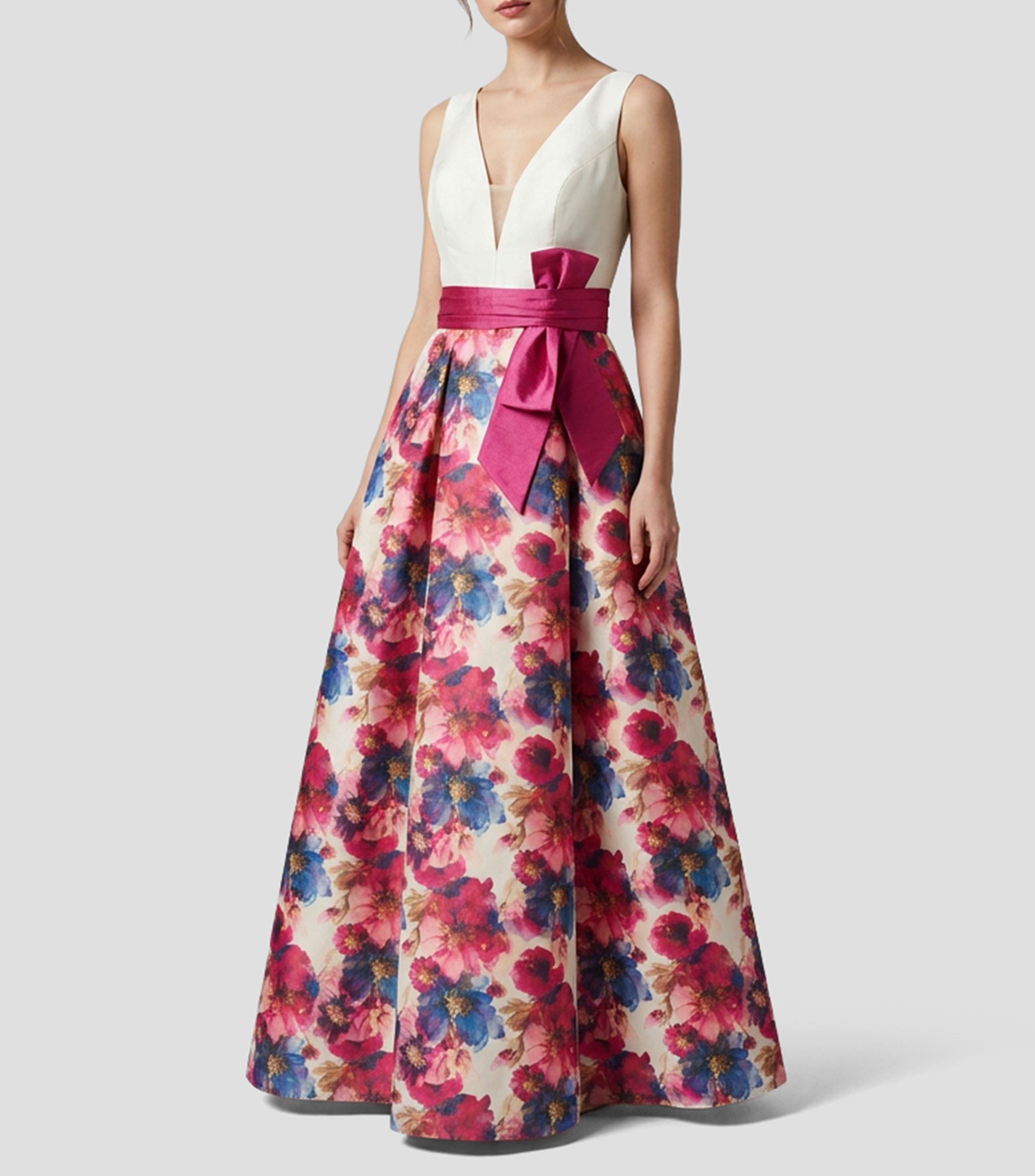 Vestido largo con estampado Mujer